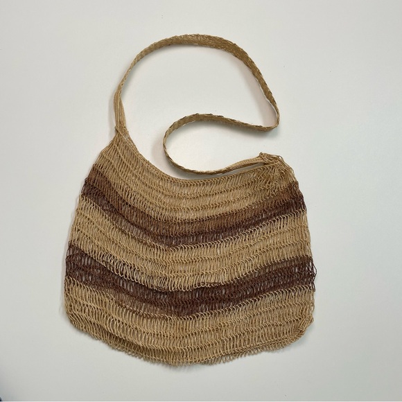 Handbags - Hobo Bag Purse Tote Bilum Rope String Weave Festival Boho Beach Travel Brown Tan